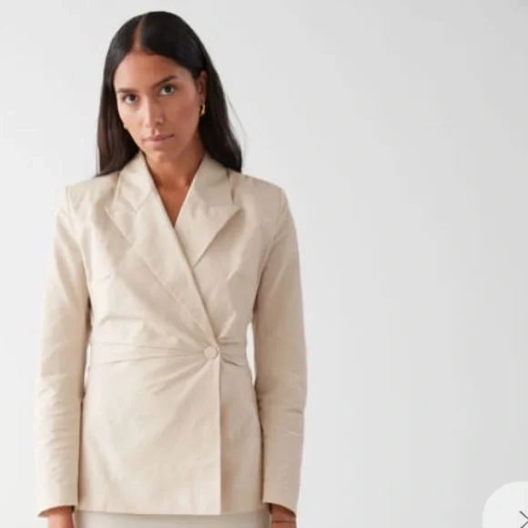 & other stories cotton blend jacket, New, ivory, size 42 - Picture 2 of 8